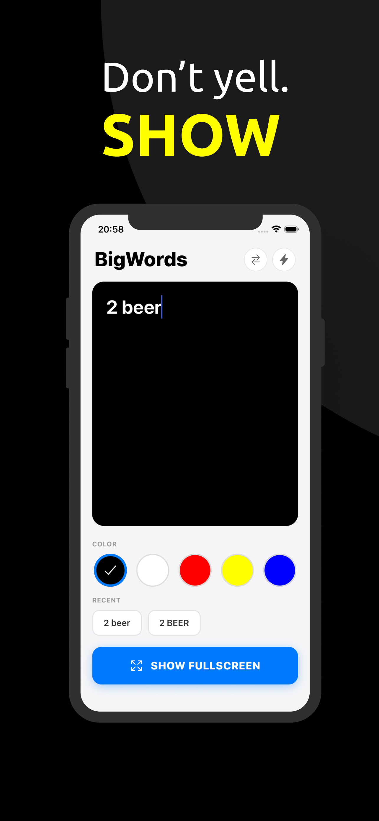 BigWords App Interface
